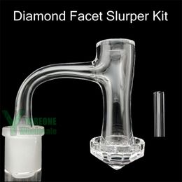 Diamond Facted Base Terp Slurper Banger Quartz Pillar Kit Full Weld Bevelled Edge 10mm 14mm 90 Degrees Turp Slurp Dab Nail with a 20mm Quartz Rod YAREONE Wholesale