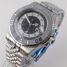 Wristwatches Business 40mm Black Japan MIYOTA 8215 Automatic Men Watch Silver Ceramic Insert Jubilee Bracelet Screwdown Crown