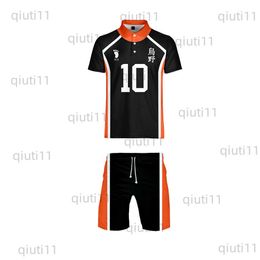 Men's Tracksuits Anime Haikyuu Cosplay Come Karasuno High School Volleyball Club T-shirt and Shorts Outfit Casual Sportswear Jerseys Uniform T230321