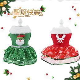 Cat Costumes Pet Christmas Clothes Dog Year Santa Claus Costume Winter Tree Green Red SATINE