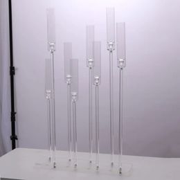 decoration New Arrival 8 Head Acrylic Wedding Candelabra Home Table Decoration Rectangle Candle Holder imake690