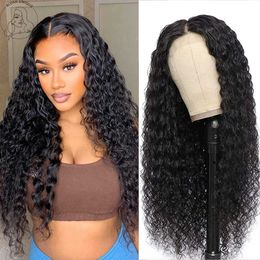 Synthetic Wigs Deep Curly Lace Wigs for Black Women Synthetic Kinky Wig t Part Pre Plucked with Baby Hair Wavy Cosplay 230227