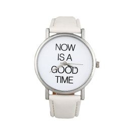 Wristwatches Fashion Womens 2023 English Pattern Quartz Watch Casual Leather Band Charm Analogue Dial Wrist Watches A3