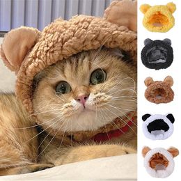 Dog Apparel Year Party Pet Cap Headgear Cute Bear Ears Warm Plush Hat Christmas Cosplay Costume Accessories Supplies Soft