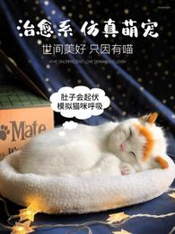 Cat Costumes Animal Model Simulation Cute Decoration Car Tabletop Toy Breathing Doll Pet Can Move And Bark