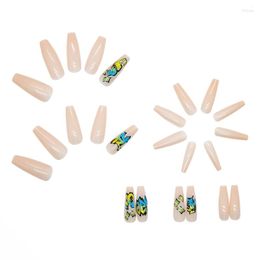 False Nails Press On With Designs Punk Style Coffin Fake Long Acrylic Tips Glue For Drop