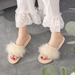 Slippers 2023 Fashion Women Home Fluffy Sliders Comfort Furry Summer Flats Sweet Ladies Shoes High Quality Indoor Flip Flops