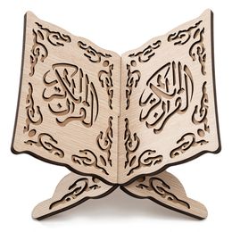 Other Event Party Supplies Eid Mubarak Wooden Book Shelf Islam Bible Books Storage Display Rack Muslim Retro Kuran Quran Holy Book Stand Holder Durable 230321