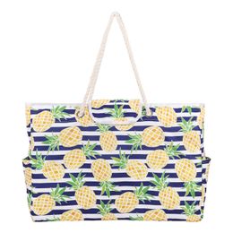 Beach Bags 2023 Summer High Capacity Canvas Tote Bag women designer beach bag fashion shoulder shopping travel bags Pineapple Stripe Handbag 230321