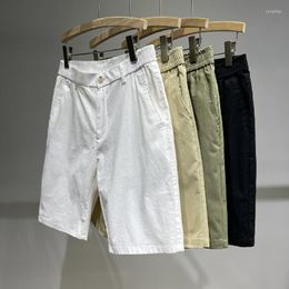 Men's Shorts 2023 Summer Casual White Men's Elastic Waist Basic Short Men Korean Slim Cotton Fashion Mens Beach Pants