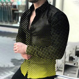 Men's Casual Shirts Men's Chemise Autumn Mens Gradient Colour Polka Dot Print Shirt S-3XL Size For 2023 Men Clothing Long Sleeve Tees