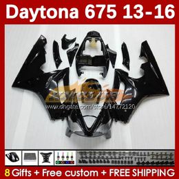 Motorcycle Fairings For Daytona 675 675R 2013-2016 Bodywork 166No.22 Daytona675 13 14 15 16 Body black stock all Daytona 675 R 2013 2014 2015 2016 OEM MOTO Fairing Kit