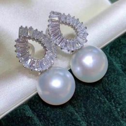 Dangle Earrings Gorgeous Pair Of 10-11mm South Sea White Pearl Earring 925s