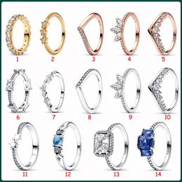 2023 New Popular S925 Sterling Silver Pandora Ring Christmas Snowflower Ring Pentagonal Diamond Style Fashion Temperament Free Shipping