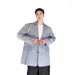 Men's Suits Mens Sequins Sleeve Loose Casual Vintage Suit Blazers Jacket Stylist Stage Fashion Dress Nightclub Style Top Male Blazer Coat