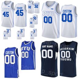 College Basketball Jersey BYU Cougars 3 Elijah Bryant 12 Eric Mika 1 Chase Fischer Tyler Haws Danny Ainge Shawn Bradley Brandon Davies Stitched University NCAA