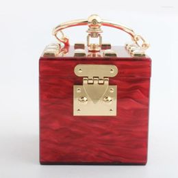 Evening Bags Personality Handcuffs Square Acrylic Drill Bag Fashion British Wind Portable Women's
