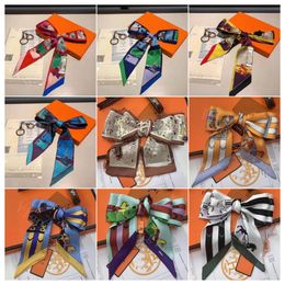H Letter Hair Band For Girl Luxury Designer Orange Color Letter Print Ribbon bags and Head Accessories Silk Long Style Hair Band With 9 Color And Original Box Fast Ship