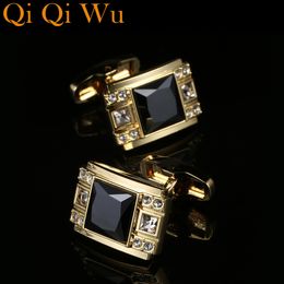 Cuff Links Mens Luxury Black Crystal links Suit Shirt High Quality links Fashion Wedding link Gift Jewellery Men's Accessories 230320