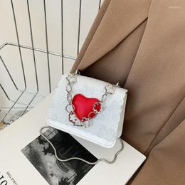 Wallets Women Mini Crossbody Bags Love Heart Pu Leather Shoulder Handbags Trend Designer Chain Hasp Coin Purse Single Square Bag