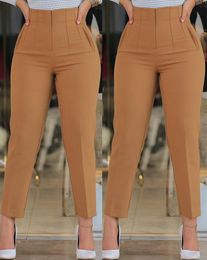 Women's Pants Capris Pants for Woman Business Office Lady Black High Waist Cropped Elegant Work Pants All-Match Female Trousers 230321