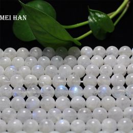 Beaded Necklaces Meihan 1 strandset natural AAA 8mm 10mm rainbow moonstone smooth round beads for Jewellery making design DIY 230320