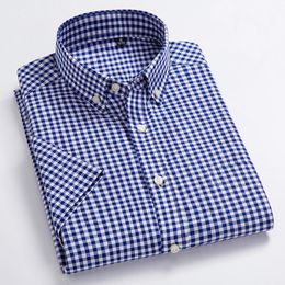 Men's Casual Shirts High Quality Men's Oxford Casual Shirts Leisure Design Plaid Men's Social Shirts 100% Cotton Short Sleeve Men's Dress Shirts 230321