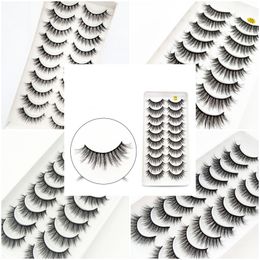 10Pairs Natural False Eyelashes Fluffy Eye Lash Extensions Soft Long Wispy Cruelty Free Faux 3d Mink Lashes Makeup