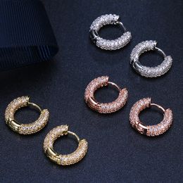 Women Hoop Earrings Inlaid Micro Cubic Zirconia 18k Yellow/White/Rose Gold Filled Fashion Jewellery Gift