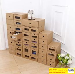 Kraft Paper Shoe Boxes Men Women Shoes Storage Box Assembly Drawer Organiser Boots Dustproof Box Case