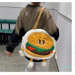 Evening Bags Women Funny Handbag Cartoon Plush Hamburger Cute Shoulder Bag Girl Crossbody