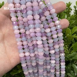 Beaded Necklaces Wholesale Natural 58mm Aquamarine Lavendar Amethyst Pink Quartz Faceted Rondelle Loose Beads For Jewellery Making DIY Necklace 230320