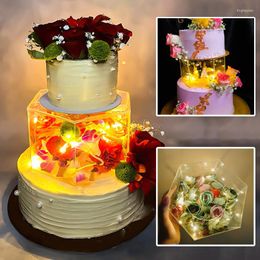 Bakeware Tools Hexagonal Transparent Acrylic Cake Tray Fillable Holder Wedding Birthday Party Display Stands Decoration Baking