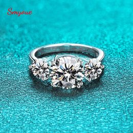 With Side Stones Smyoue 4ct 100% Diamond Ring for Women 18K Yellow Gold Wedding Band Bridel Jewelry S925 Sterling Silver Wholesale GRA 230320