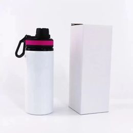 sublimation Aluminum sports water bottle 20oz 600ml single wall aluminium drinking tumbler with lid matal outdoor bottles 5 colors mix FAST