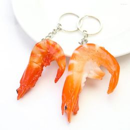 Keychains Emulation PVC Lobster Crawfish Kiwei Shrimp Prawm Resin Key Chain Funny Seafood Keyrings Purse Knapsack Dangle Pendant Jewellery