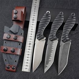 New Arrival High Quality M2 Survival Straight Knife Z-wear Stone Wash/Satin Tanto Blade Full Tang Black G10 Handle Fixed Blade Knives With Leather Kydex