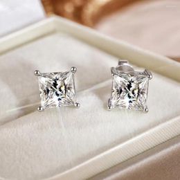 Stud Earrings Buyee 925 Sterling Silver Women Simple Earring Light 5MM Zircon Sweet For Woman Girl Wedding Jewelry