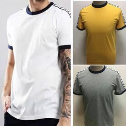 Men's T-Shirts High Quality Cotton Men's Short Sleeve T-shirt Tees Homre Casual O-Neck Homme Wheat Embroidery Ribbon Printing Top 230321