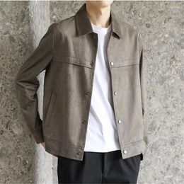 Men's Jackets Vintage For Men Clothing Spring Autumn Wind Lapel Button Solid Casual Outerwear Male Harajuku Loose Pocket Coat