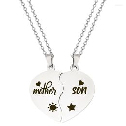 Chains 2 PCS In 1 Color Mama Mini Mother's Baby Day Love Titanium Steel Necklace Chain Torque Pendant