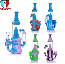 Colorful 8.8" H Silicone Water Pipe Smoking Accessories with Glass Bowl Silicone Pipes for Dab Rigs Glass Bong