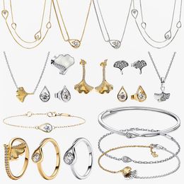 2023 neue beliebte 925 Sterling Silber Pandorac seltsame Ohrringe Ringe Armband Halskette Anzug geeignet für Damenschmuck Modeaccessoires