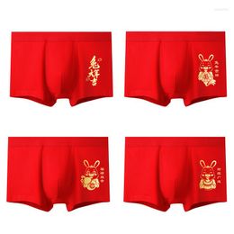 Underpants The Year Of This Life Bright Red Cotton Men's Underwear Cartoon In Waist Boxer Pants NN091