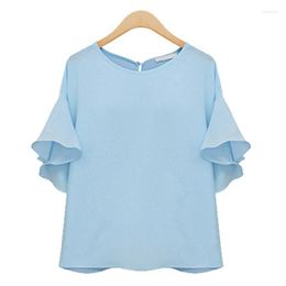 Women's Blouses European Style Oversized Women Blouse 2023 Summer Ladies Shirts Loose Batwing Sleeve Tops O-Neck Brand Chiffon Blause KE891