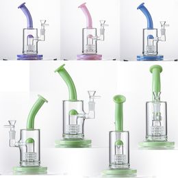 Crooked Bong Shape Hookahs Glass Bongs Dome Percolator 8 Inch Heigh Water Pipes Splash Guard With 14mm Female Jiont Birdcage Percolator 5mm Thickness