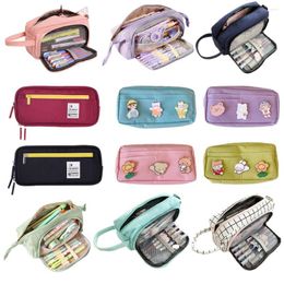 Color Solid Simplicity Large Capacity Pencil Bag Cute Student High Case Kawaii Storage School Supplies