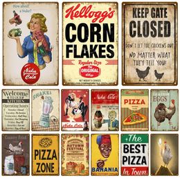 Retro Diner Tin Sign Poster Vintage Wall Posters Metal Sign Decorative Wall Plate Kitchen Plaque Metal Vintage Decor Accessories 30X20cm W03