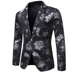 Men's Suits Luxury Men 3-color Business Casual Print Floral Edgings Fashion Trend Coat Single Breasted Groom's Wedding Dress Men's