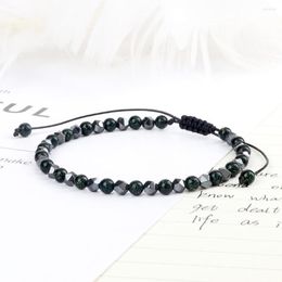 Strand Hematite Beaded Bracelet For Men Women Adjustable 4mm Natural Lava Stone Bracelets Friends Prayer Yoga Fashion Jewellery Gift